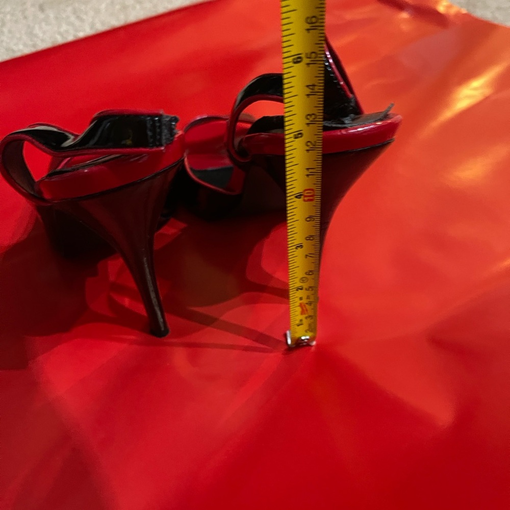 Pleaser Black and Red Open-Toe Heels - Picture 4 of 5